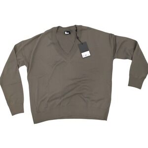 The Kooples Mens Olive Green 100% Wool V-Neck Sweater NWT FPUL25040K Size 0 XS